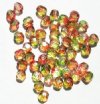 50 6mm Faceted Tri Tone Crystal, Lime, & Strawberry Beads